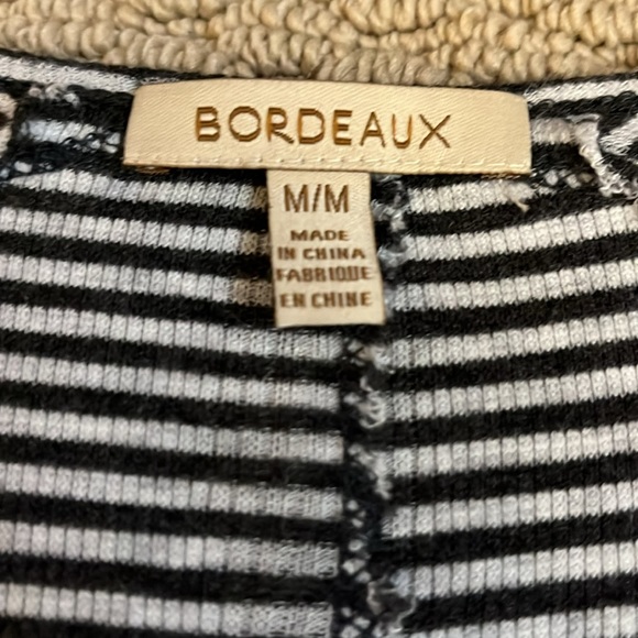 Bordeaux Ladies Grey Striped Top Medium - Picture 2 of 5